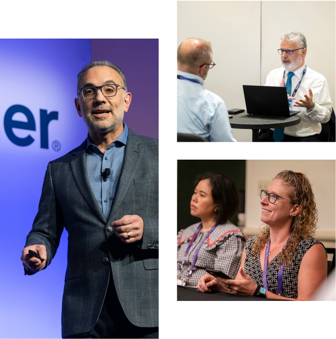 collage of experts and attendees