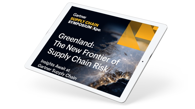 Ipad, with the Greenland: The New Frontier of Supply Chain Risk Infographic on the screen