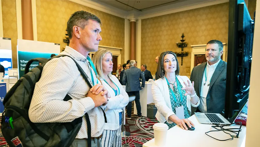 Audience interacting with each other at a session