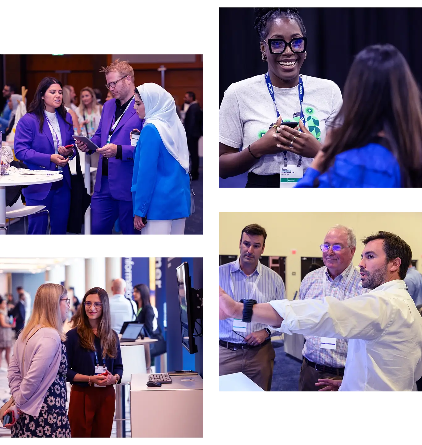 Exhibitor talking with attendees at Gartner CIO & IT Executive Conference in São Paulo.