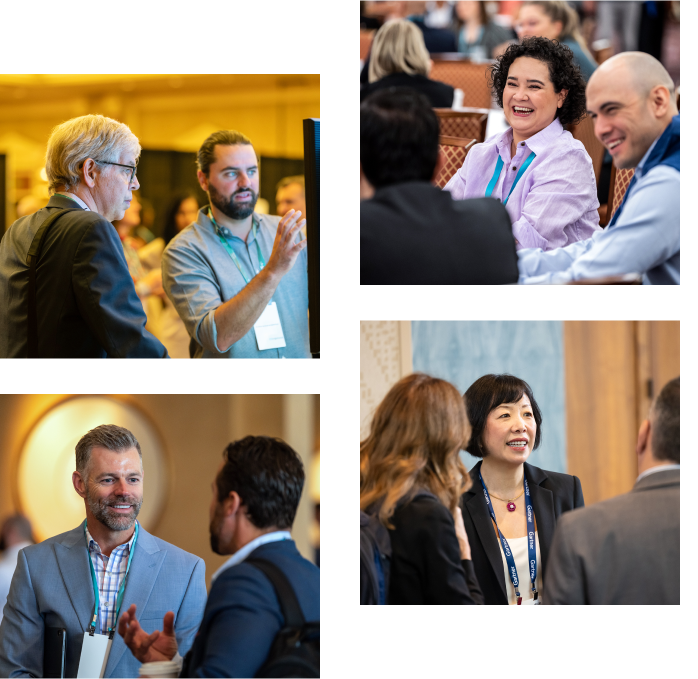 Attendees networking in conference