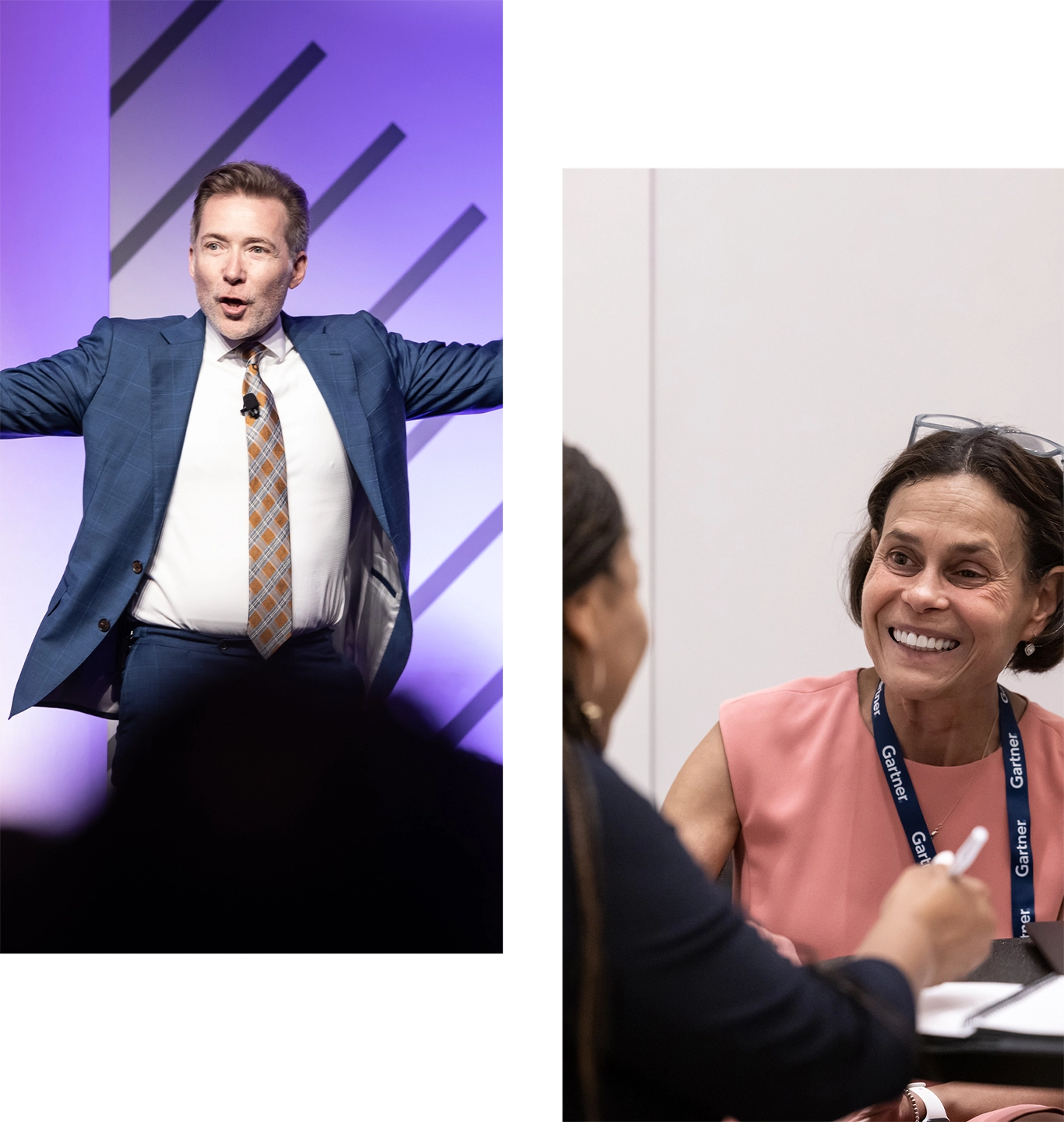 Gartner expert on stage presenting to crowd 