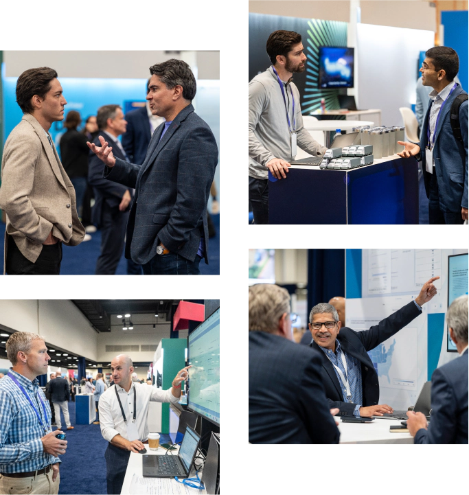 Gartner attendees networking across the conference and studying Gartner screen taking a deeper dive into supply chain.