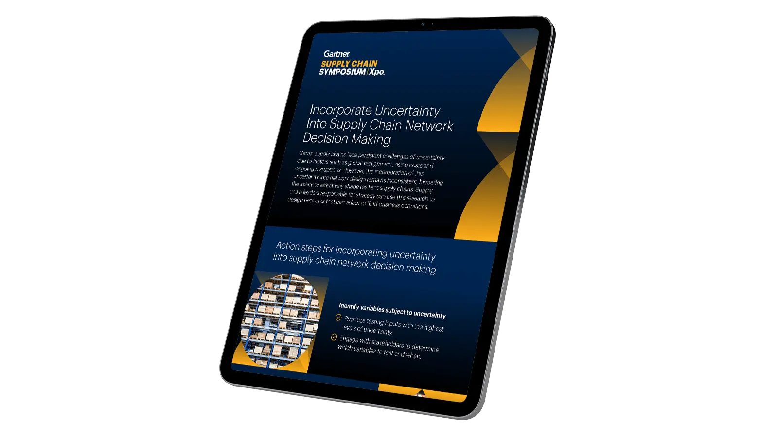 iPad with Incorporate Uncertainty Into Supply Chain Network Decision Making Infographic