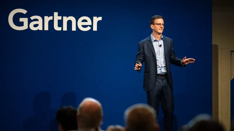 Speaker delivering keynote at Gartner Finance Symposium/Xpo, offering visionary insights and innovative perspectives.