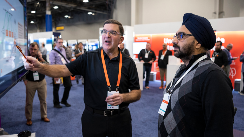 Solution provider landscape: Exhibitor showcasing to an attendee