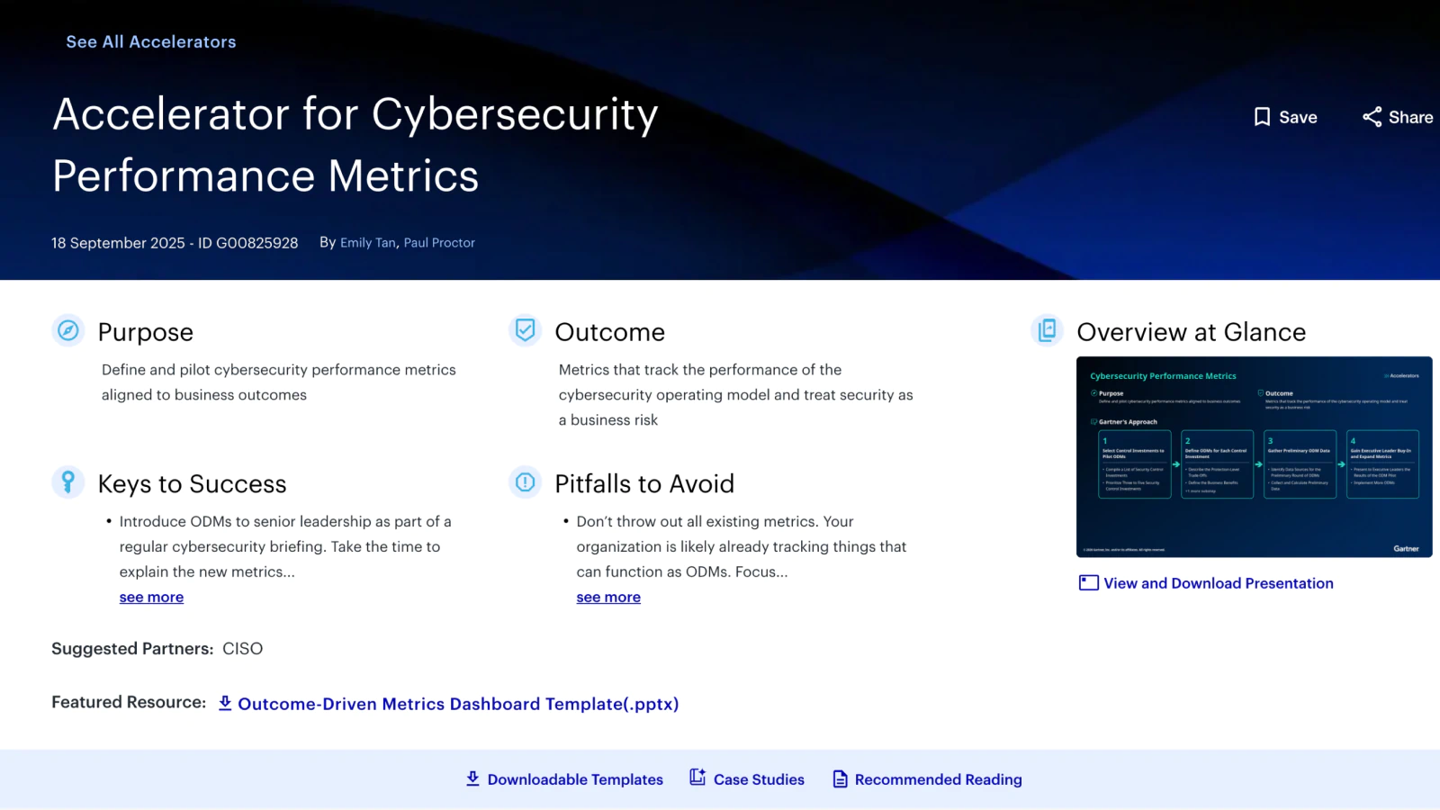 Accelerator for Cybersecurity Performance Metrics