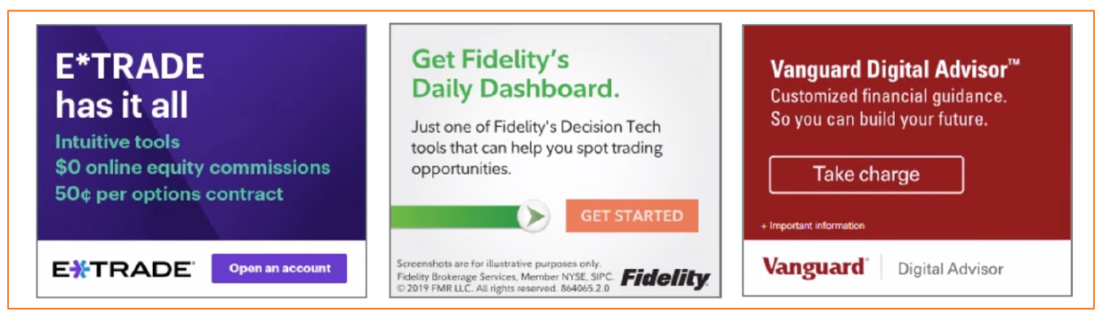 Example of display advertising ads