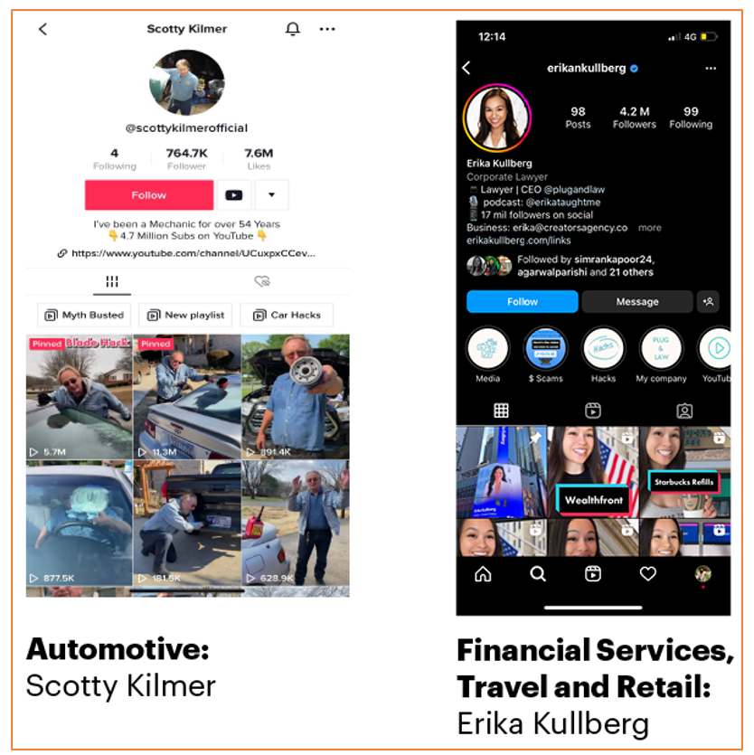 Examples of popular expert influencers