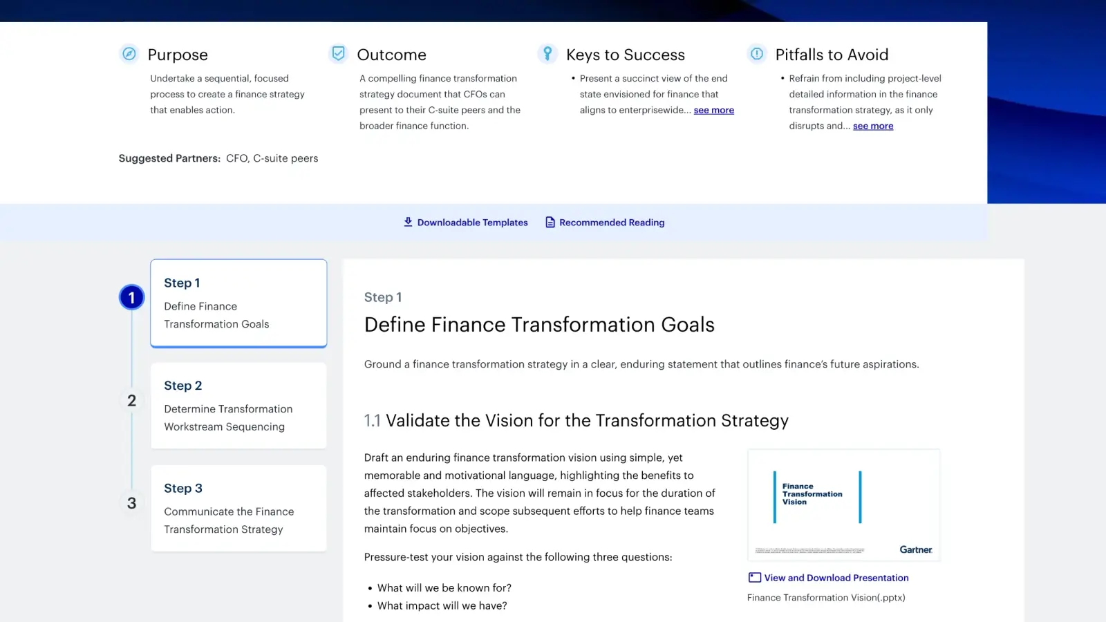 Set finance transformation strategy