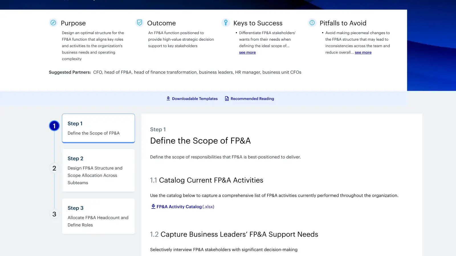 Redesign FP&A organizational structure