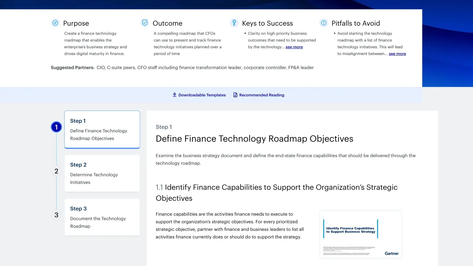 Develop a finance technology roadmap