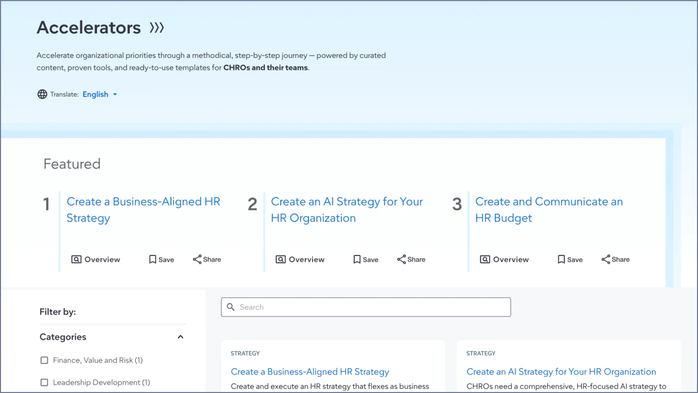 Gartner Accelerators for CHROs