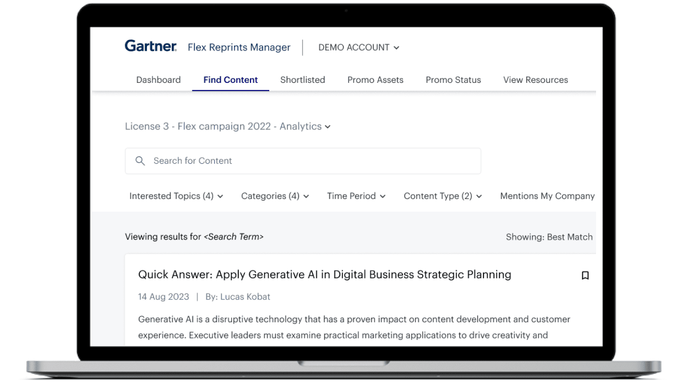 Flex reprints manager helps provided recommendations on content