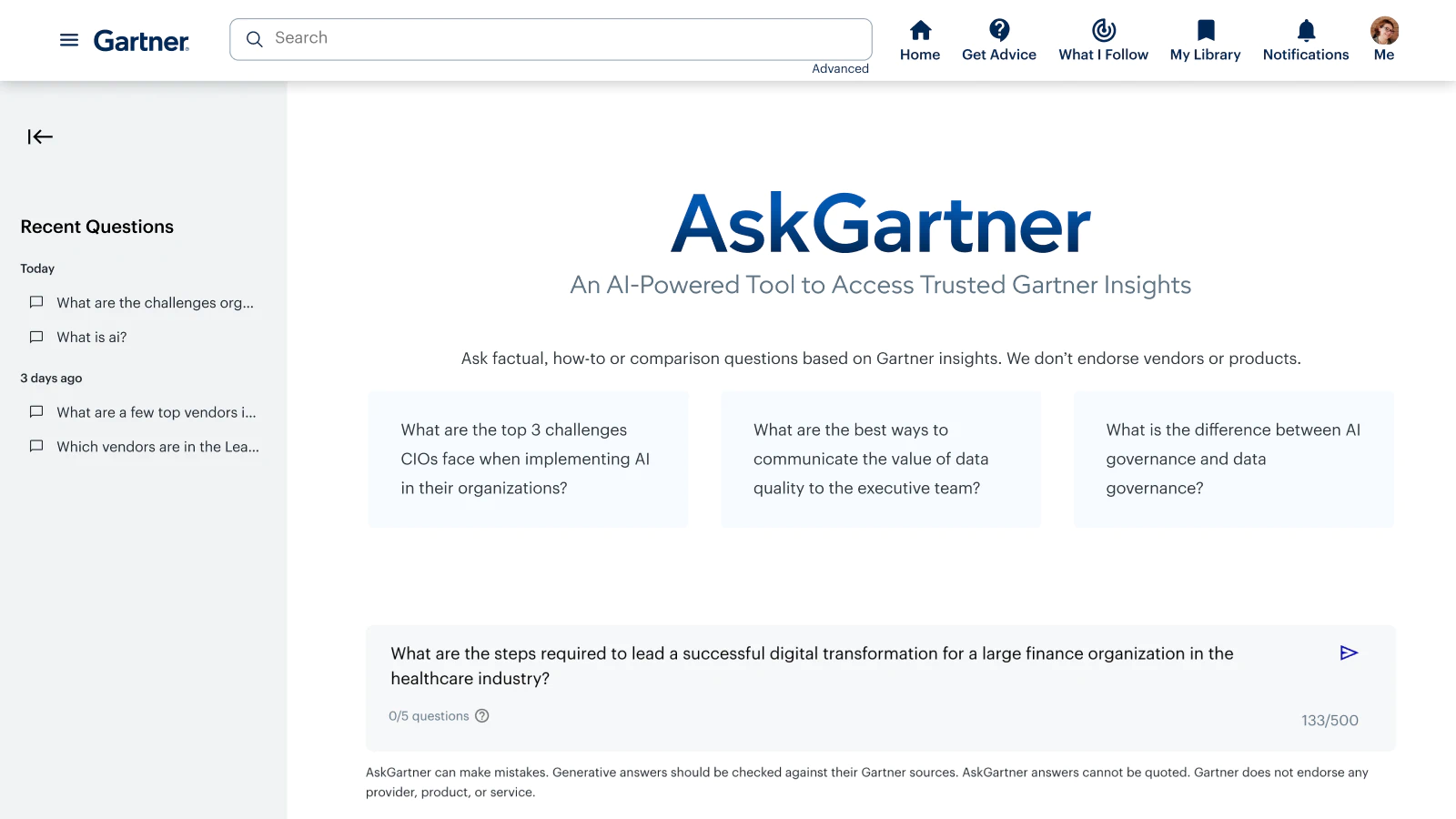 Preview of AskGartner tool