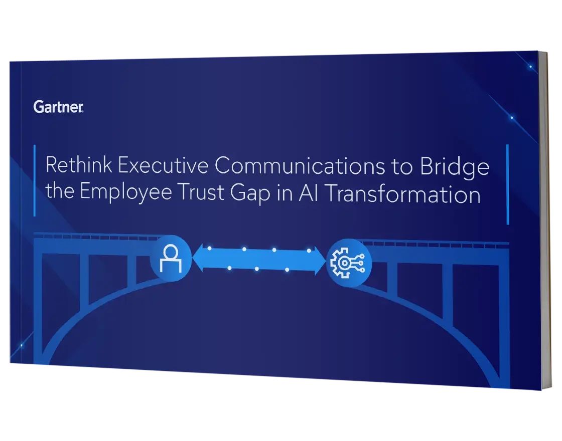 A gartner ebook to rethink executive communications to bridge the employee trust gap in AI transformation